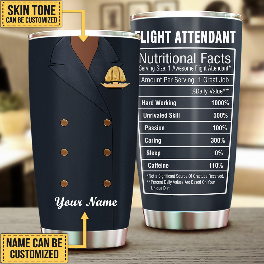 Personalized Flight Attendant Nutritional Facts Tumbler