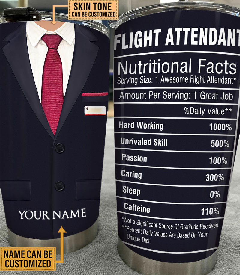 Personalized Flight Attendant Nutritional Facts Tumbler