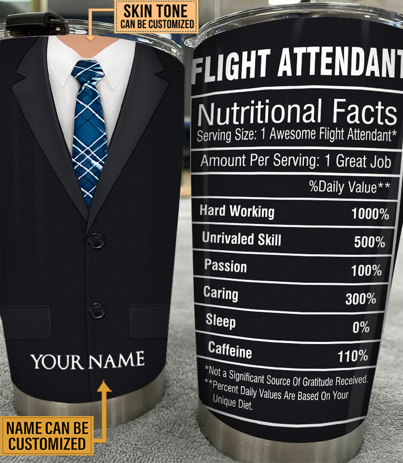 Personalized Flight Attendant Nutritional Facts Tumbler