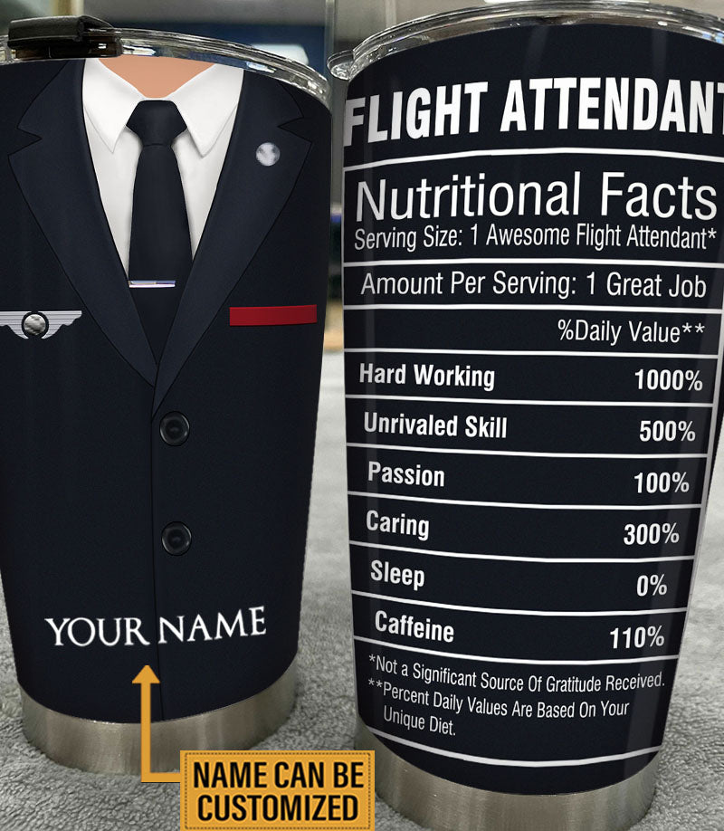 Personalized Flight Attendant Nutritional Facts Tumbler