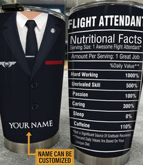 Personalized Flight Attendant Nutritional Facts Tumbler