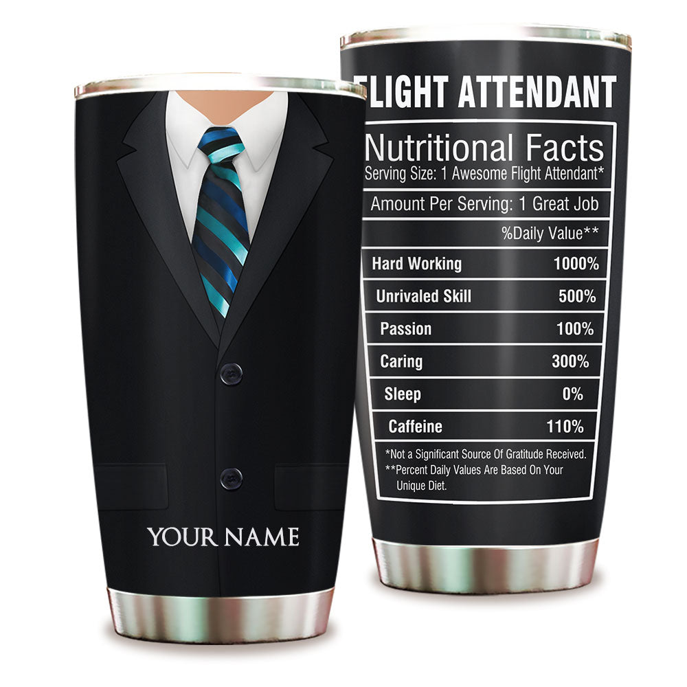 Personalized Flight Attendant Nutritional Facts Tumbler