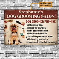 Personalized Dog Grooming Salon Dog Groomer Promise Metal Sign