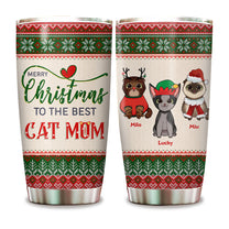 Merry Christmas To The Best Cat Mom - Personalized Tumbler