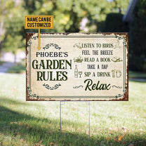 Personalized Garden Rules Metal Sign