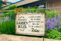 Personalized Garden Rules Metal Sign