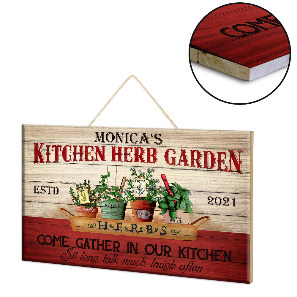 Personalized Kitchen Herb Garden Pallet Wood Rectangle Sign