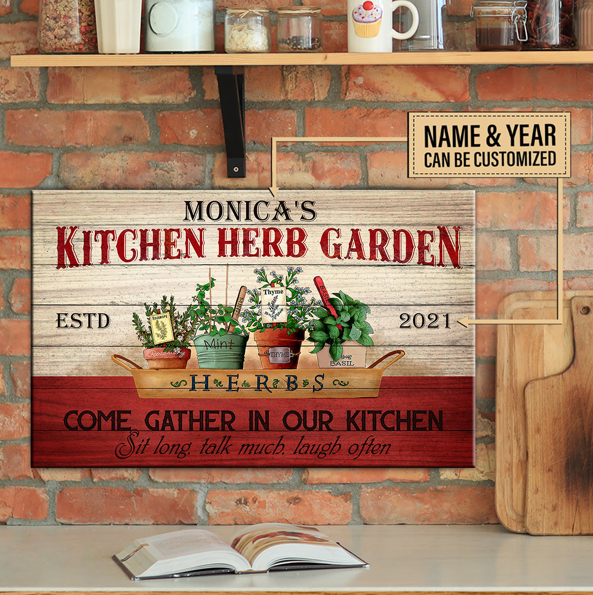 Personalized Kitchen Herb Garden Pallet Wood Rectangle Sign