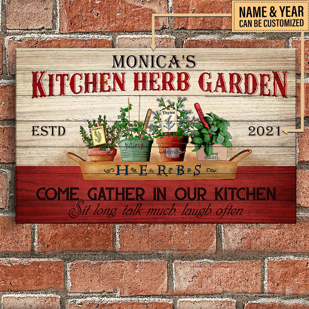 Personalized Kitchen Herb Garden Pallet Wood Rectangle Sign