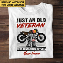 Personalized Just An Old Veteran Who Loves Motorcycles Shirt