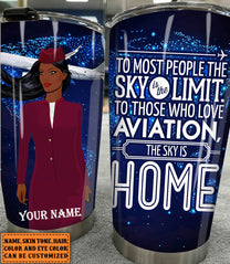 Personalized The Sky Is Home Flight Attendant Tumbler