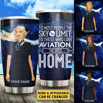 The Sky Is Home Flight Attendant - Personalized Tumbler