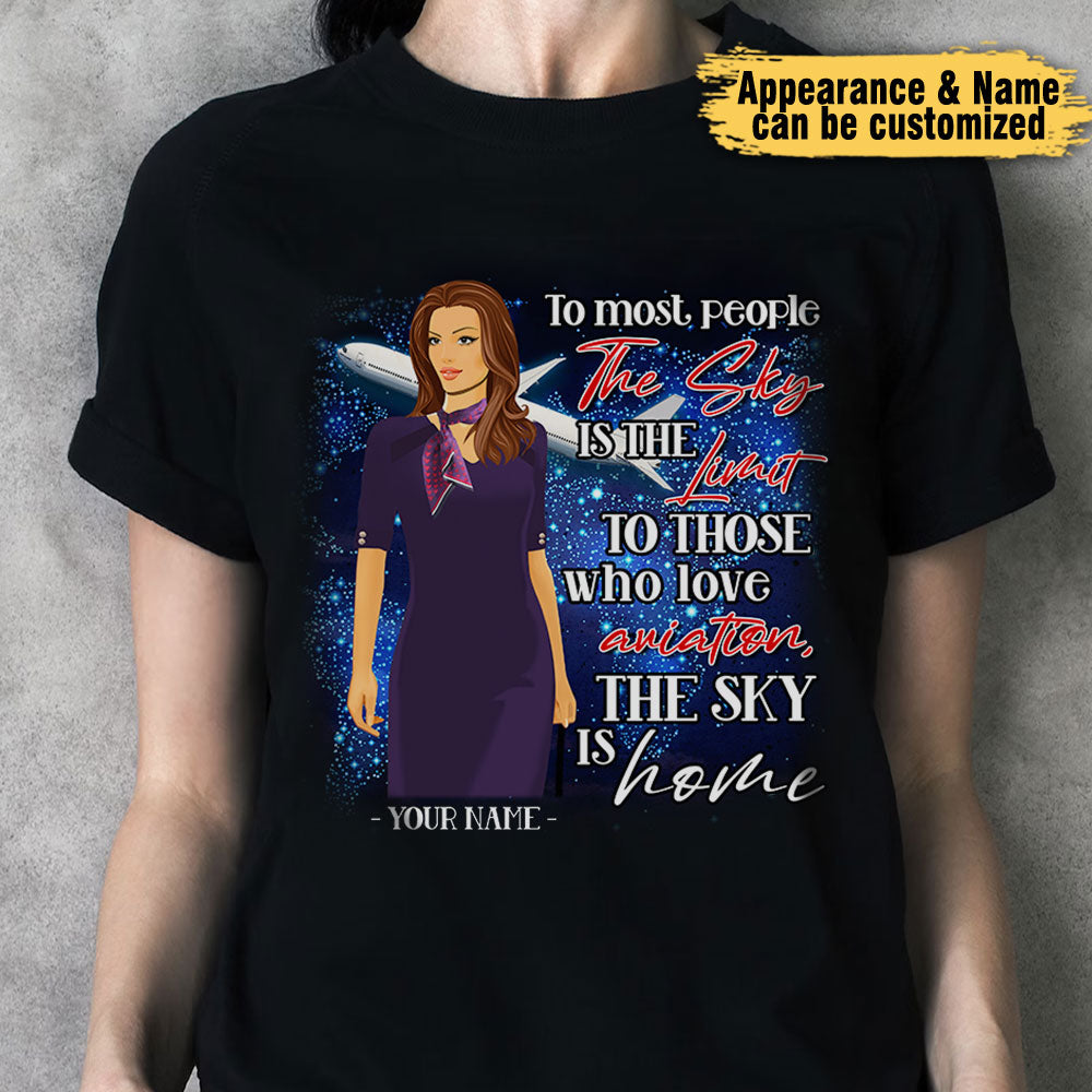 The Sky Is Home - Personalized Flight Attendant Shirt