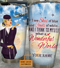 Personalized And I Think To Myself What A Wonderful World  Flight Attendant Tumbler