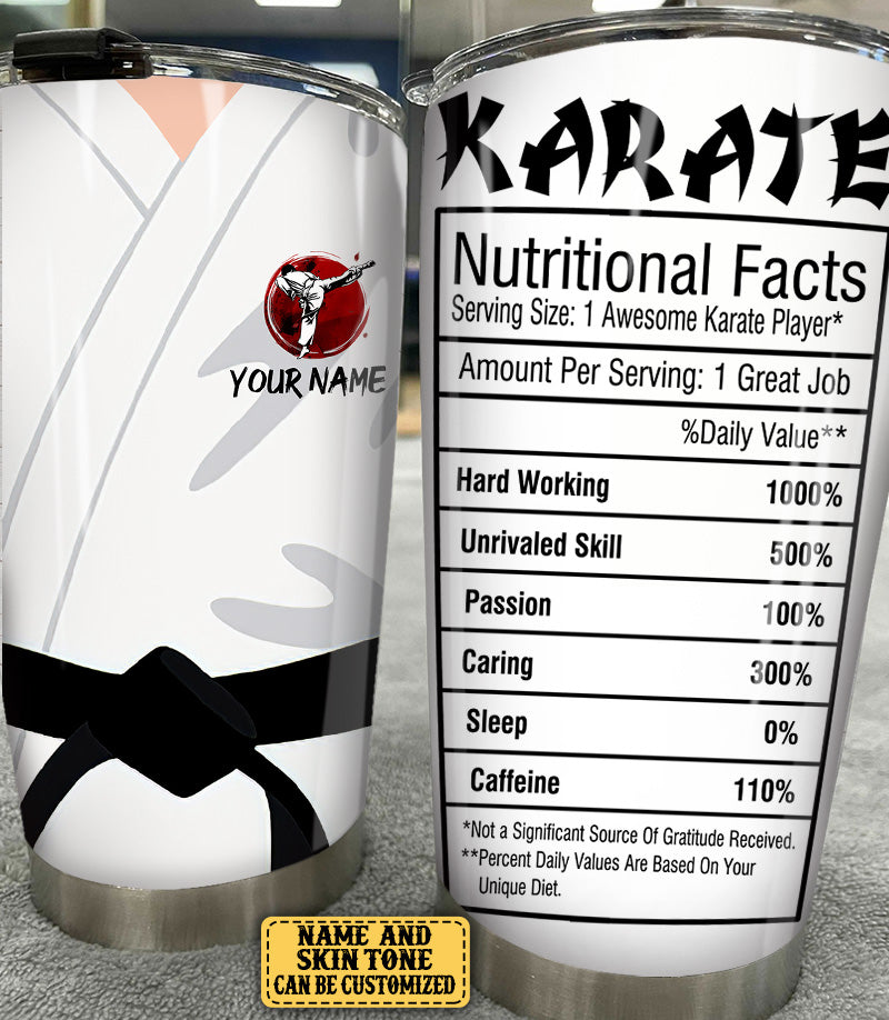 Personalized Karate Nutritional Facts Tumbler