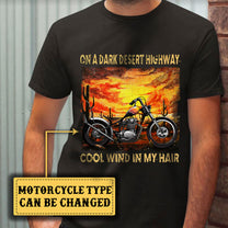 Personalized On A Dark Desert Highway Cool Wind In My Hair Motorcycle Shirt