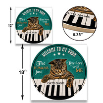 Personalized Welcome To My Room Cat Piano Wood Round Sign