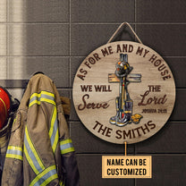 Personalized Firefighter House Wood Round Sign