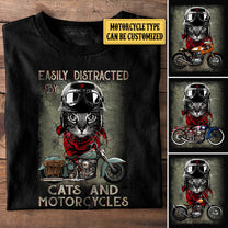 Personalized Easily Distracted By Cats And Motorcycles Shirt