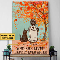 Personalized And She Lived Happily Ever After Cat Poster & Canvas