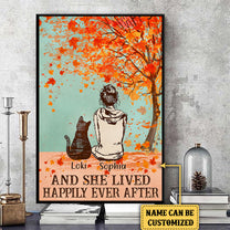 Personalized And She Lived Happily Ever After Cat Poster & Canvas