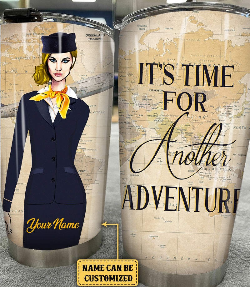 Personalized It's Time For Another Adventure Flight Attendant Tumbler