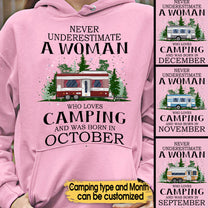 Personalized Never Underestimate A Woman Who Loves Camping Shirt