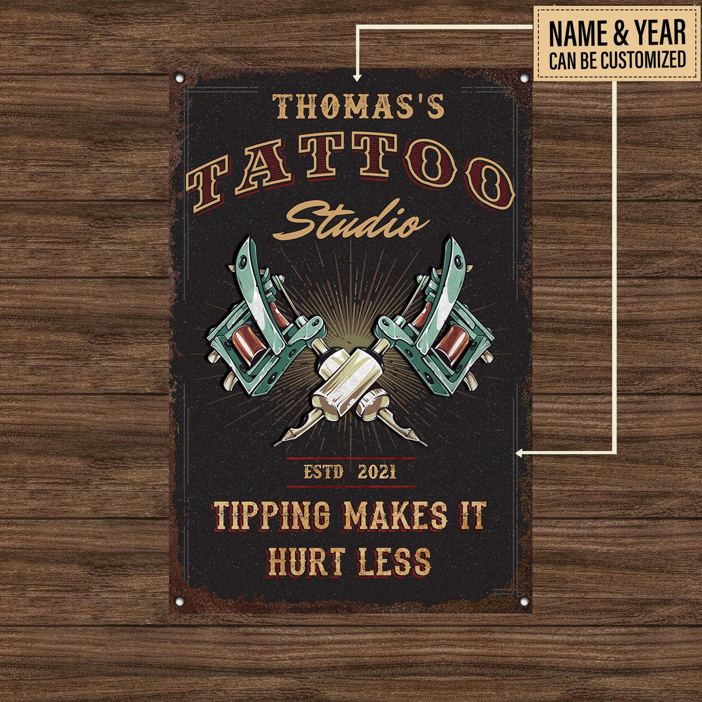 Personalized Tattoo Studio Classic Metal Sign