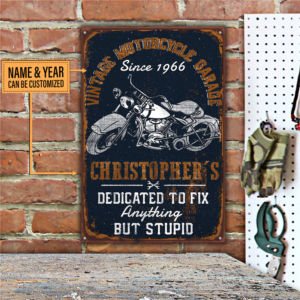 Personalized Vintage Motorcycle Garage Classic Metal Sign