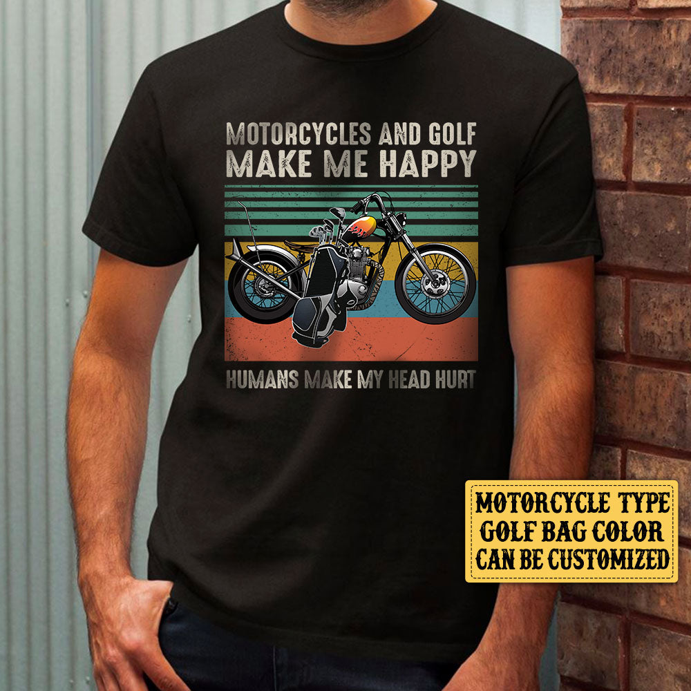 Personalized Motorcycles And Golf Make Me Happy Vintage Shirt