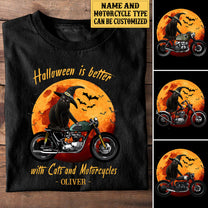 Personalized Halloween Is Better With Cats And Motorcycles Shirt