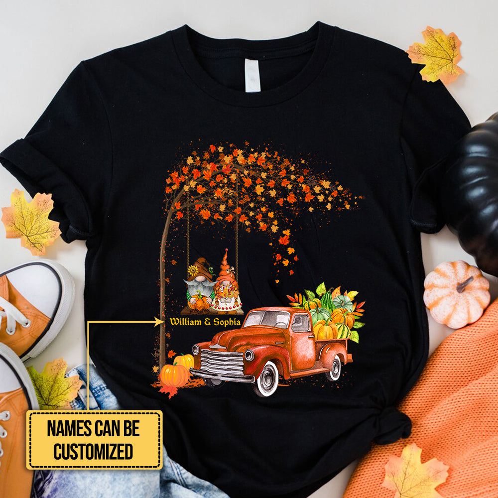 Personalized Gnomes Couple Love Truck Fall Shirt