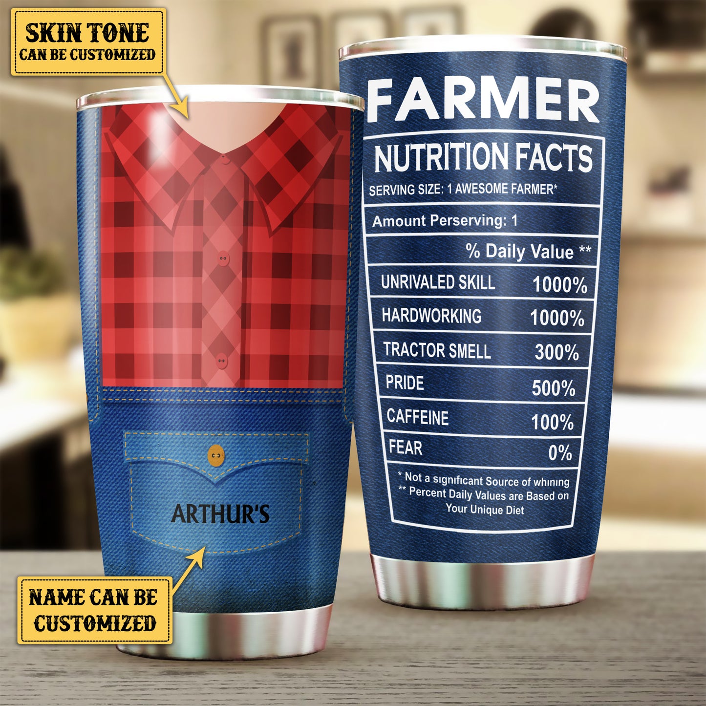 Personalized Farmer Nutritional Facts Tumbler