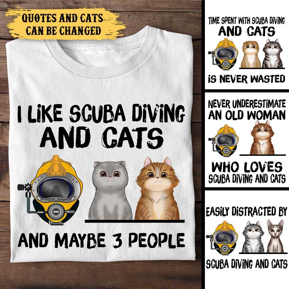 Personalized I Like Scuba Diving And Cats Shirt