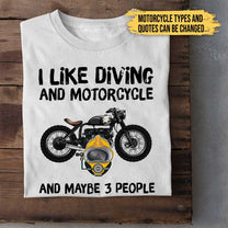 Personalized Love Motorcycles And Diving Shirt