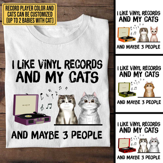 Personalized I Like Vinyl Records And My Cats Shirt