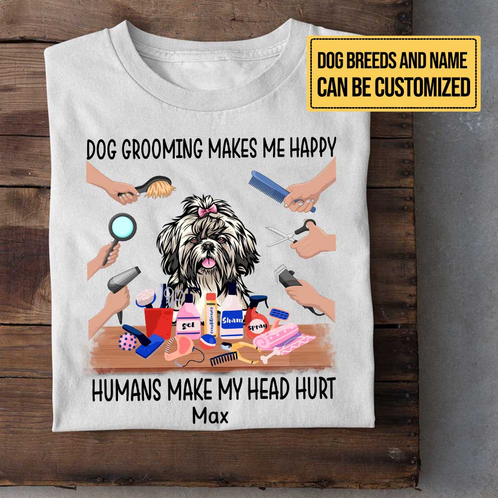 Personalized Dog Grooming Makes Me Happy Shirt