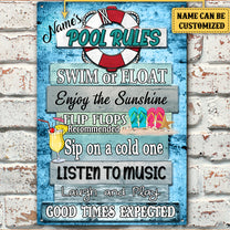 Personalized Pool Rules Metal Sign