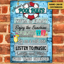 Personalized Pool Rules Metal Sign