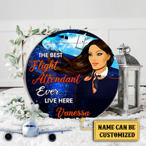 Personalized Best Flight Attendant Ever Live Here Pallet Wood Circle Sign