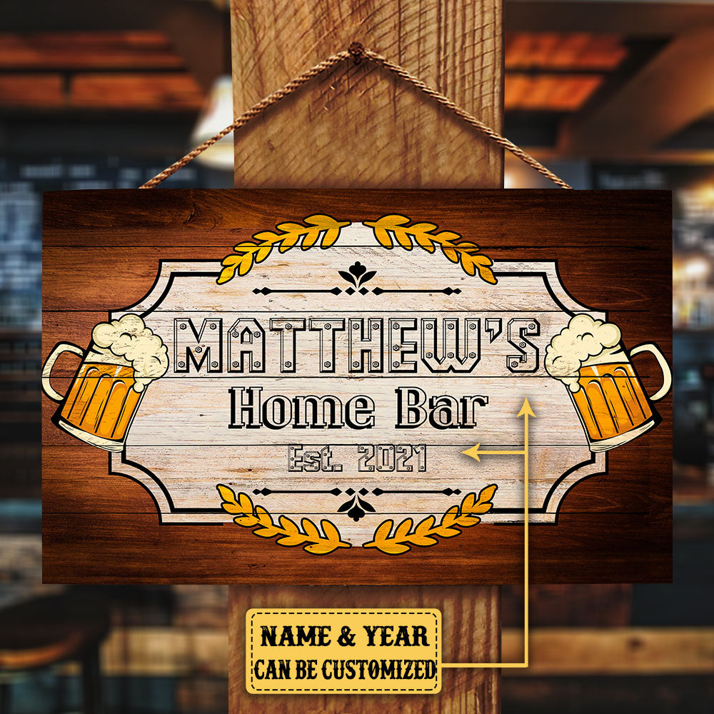 Personalized Home Bar Pallet Wood Rectangle Sign