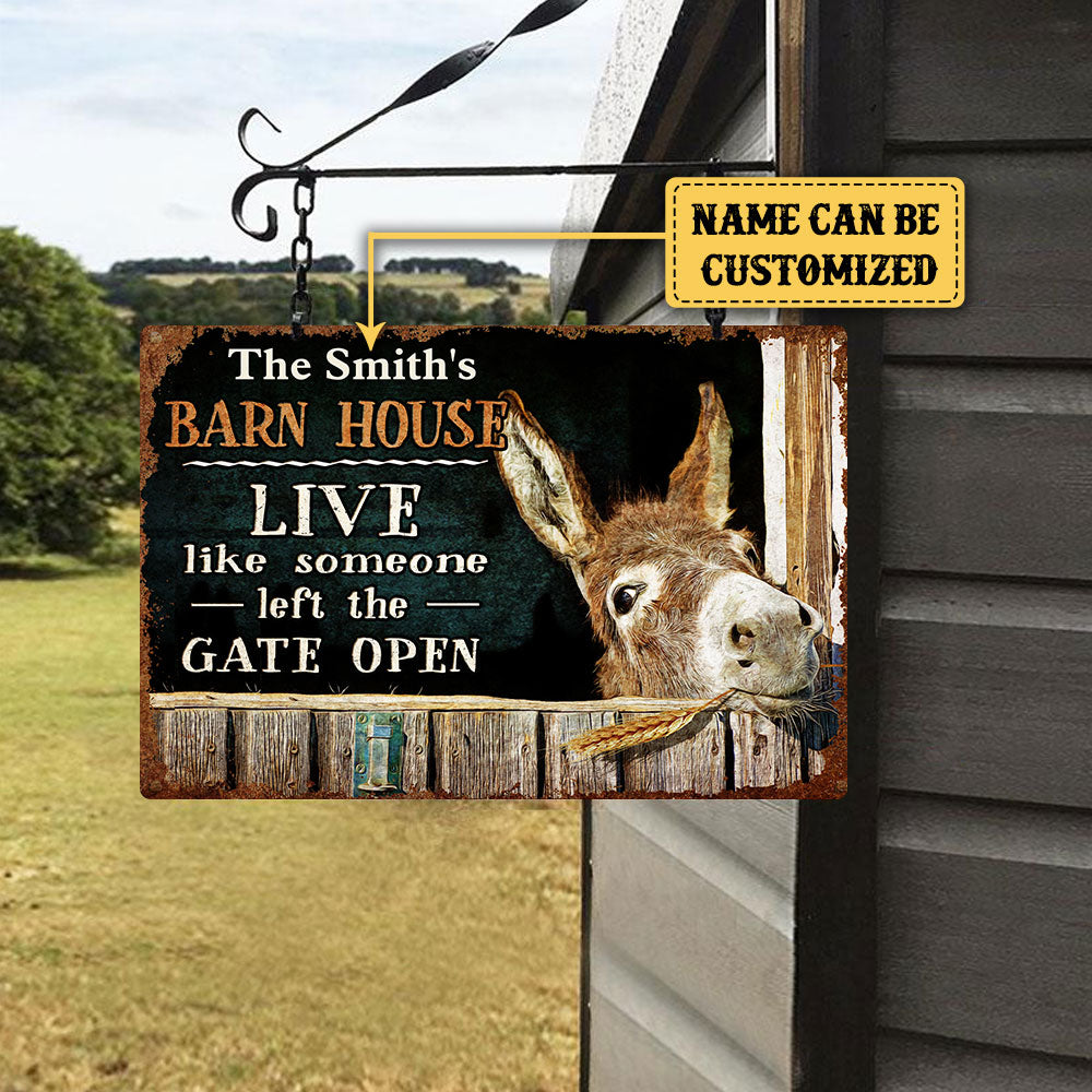 Personalized Donkey Barn House Classic Metal Sign