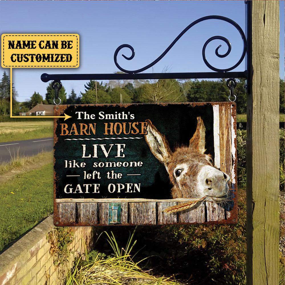 Personalized Donkey Barn House Classic Metal Sign