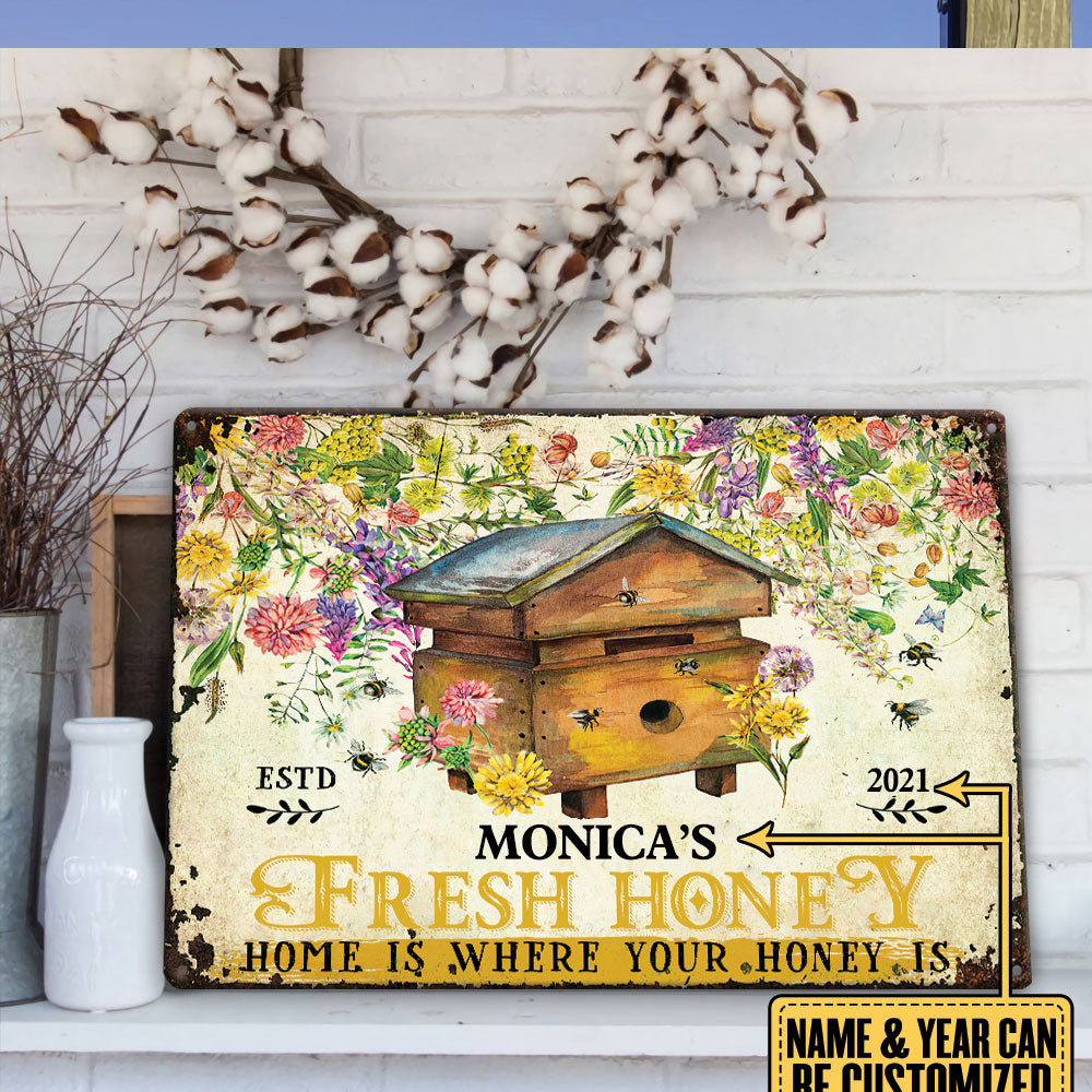 Personalized Bee Fresh Honey Classic Metal Sign