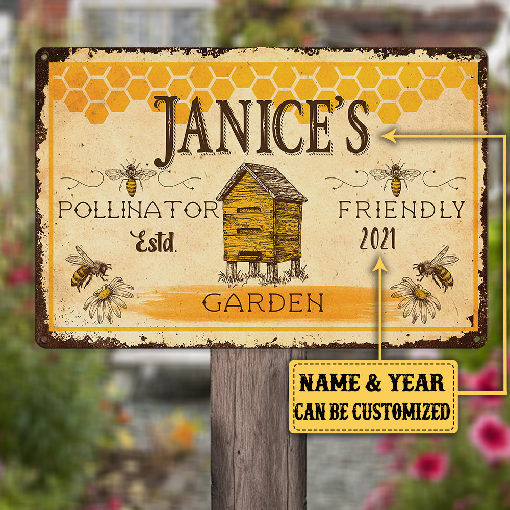 Personalized Bee Garden Classic Metal Sign