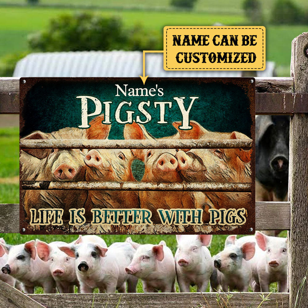 Personalized Pigsty Classic Metal Sign