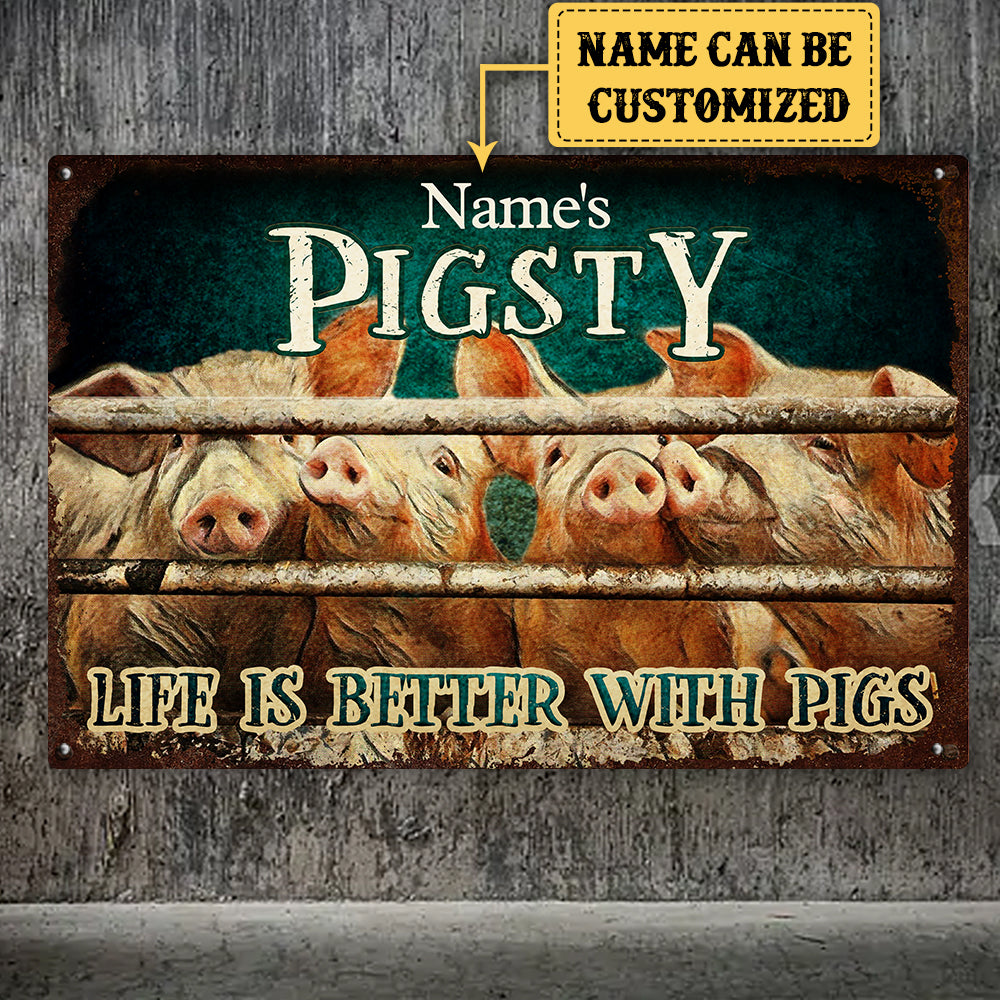 Personalized Pigsty Classic Metal Sign