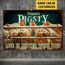 Personalized Pigsty Classic Metal Sign