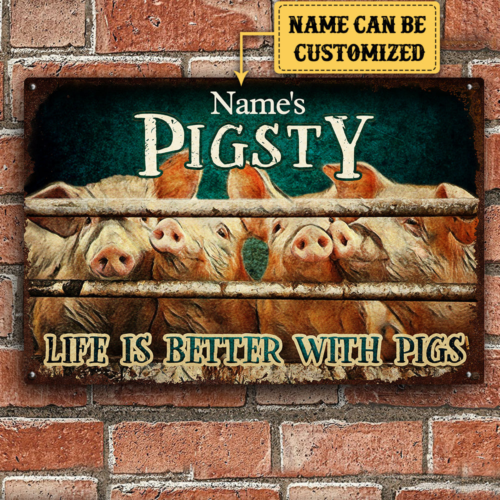 Personalized Pigsty Classic Metal Sign