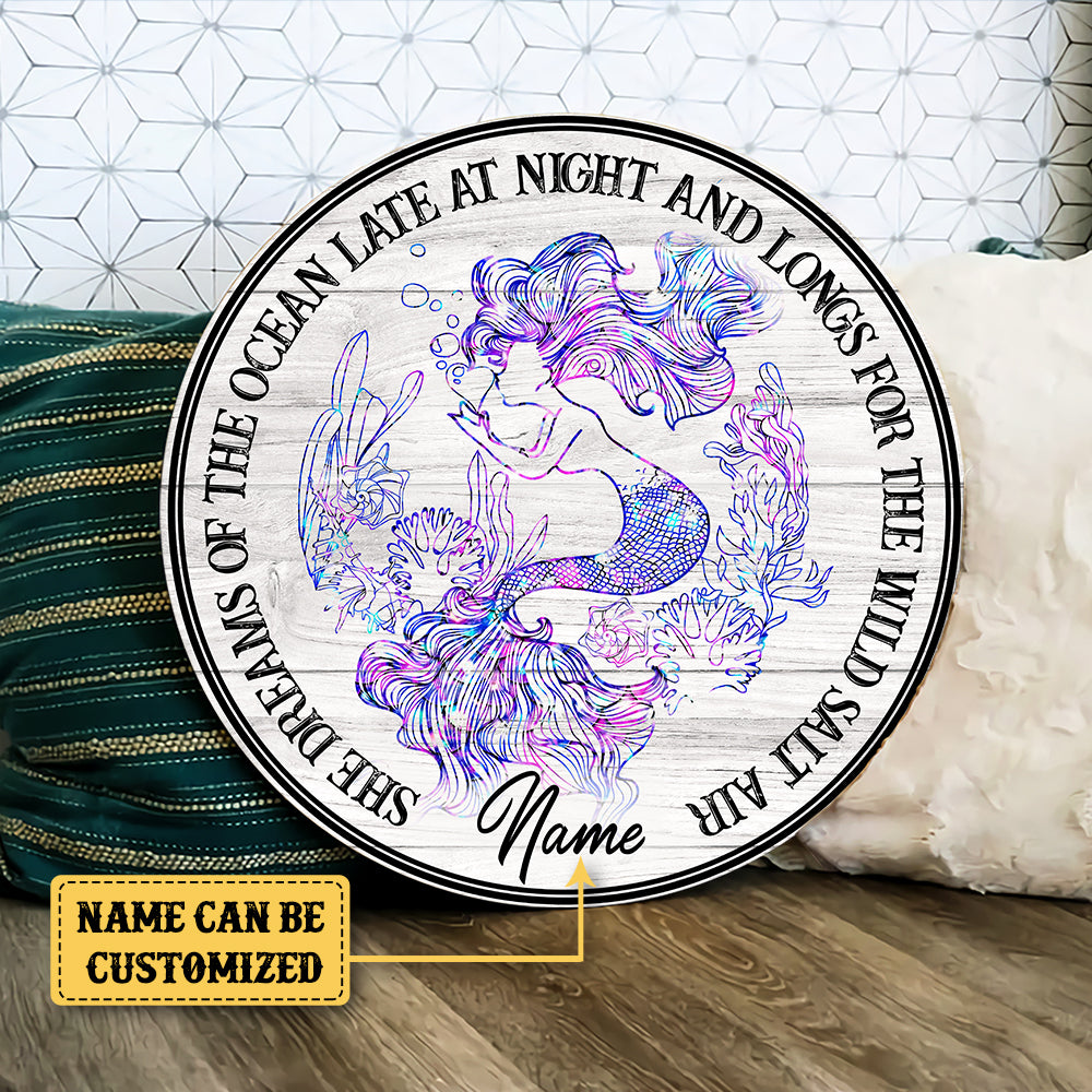 Personalized Mermaid Wood Round Sign